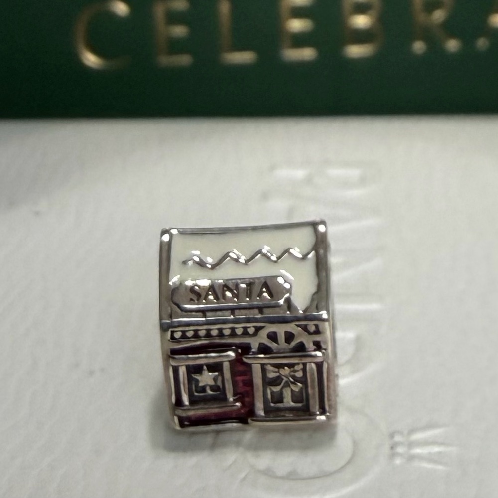 Pandora Translucent Red And Enameled Santa’s Workshop House Charm